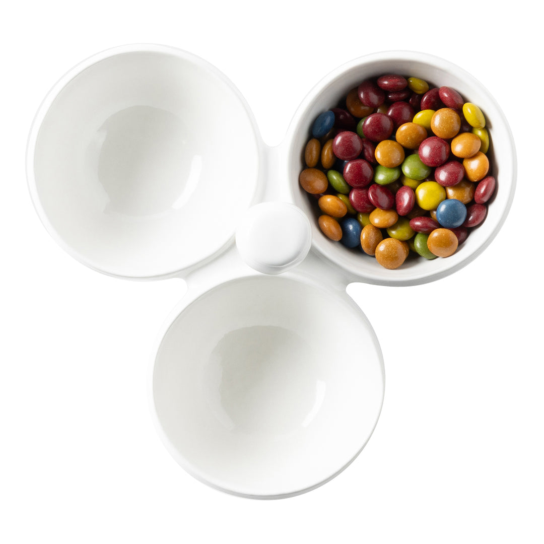 Ariana Stoneware White Triple Snack Bowl