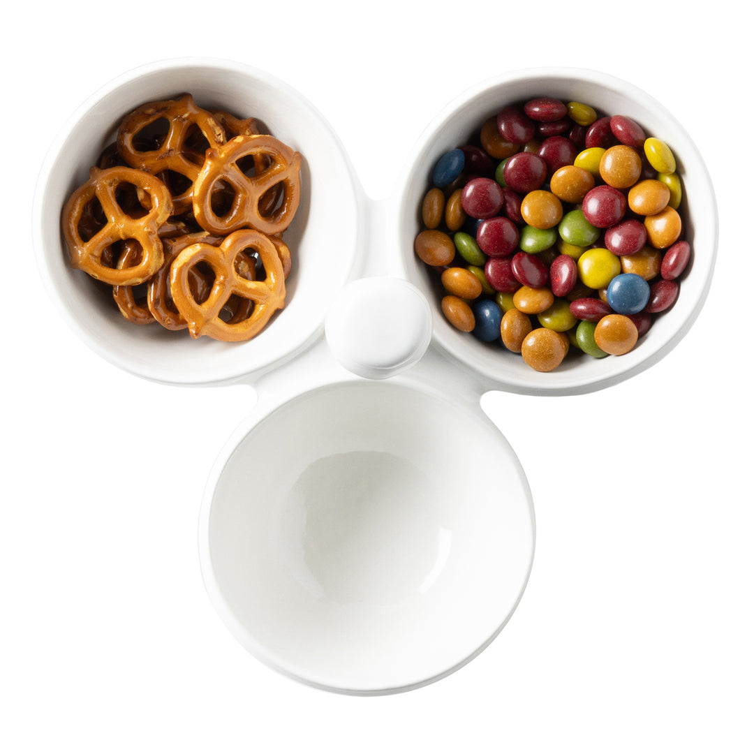 Ariana Stoneware White Triple Snack Bowl