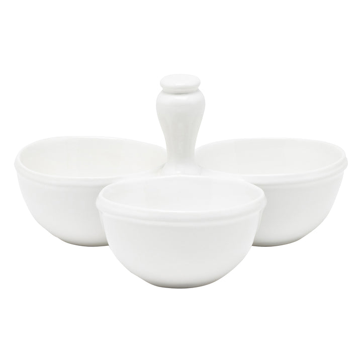 Ariana Stoneware White Triple Snack Bowl
