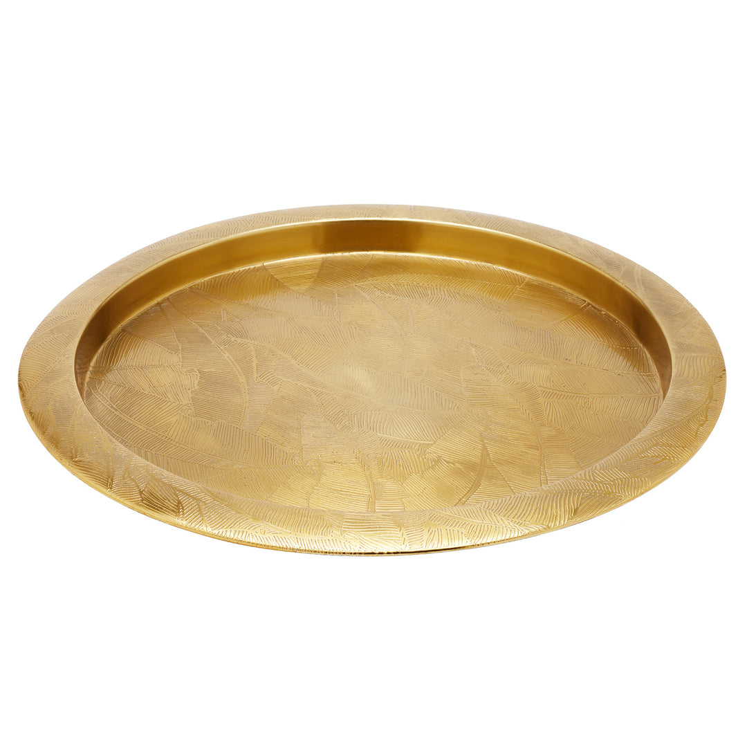 Athena Matte Gold Stainless Steel Metal Round Tray