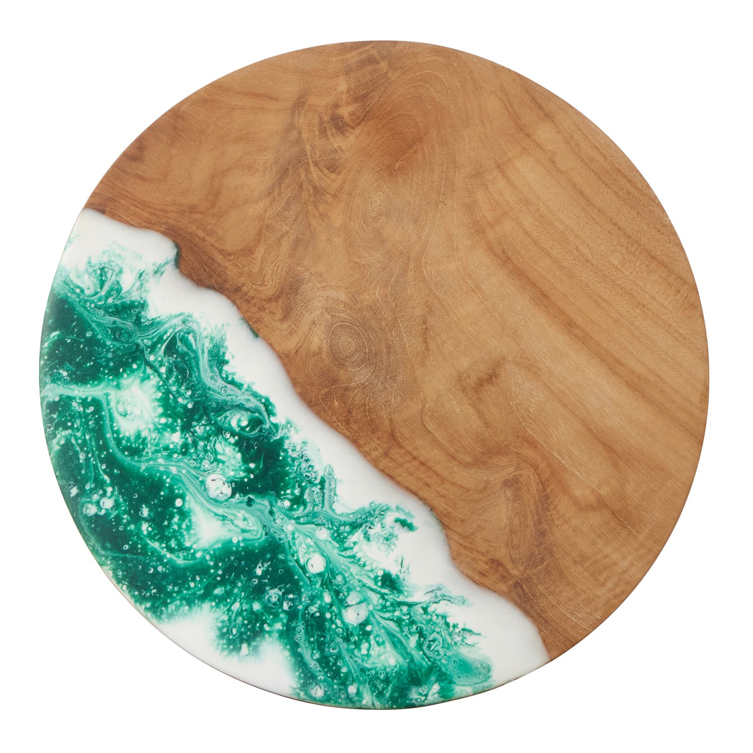 Austin Resin/Teak Dark Green Swirled Cake Stand - Thumbnail 5