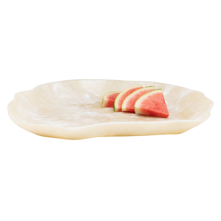 Beatrix Ivory Swirled Extra Large Resin Serving Trays