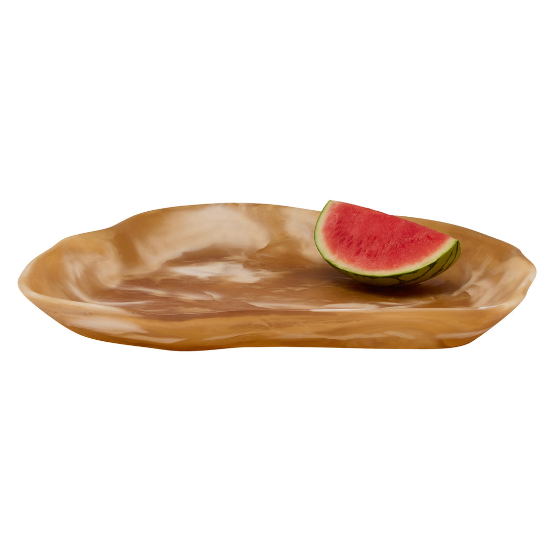 Beatrix Amber Swirled Extra Large Resin Serving Trays