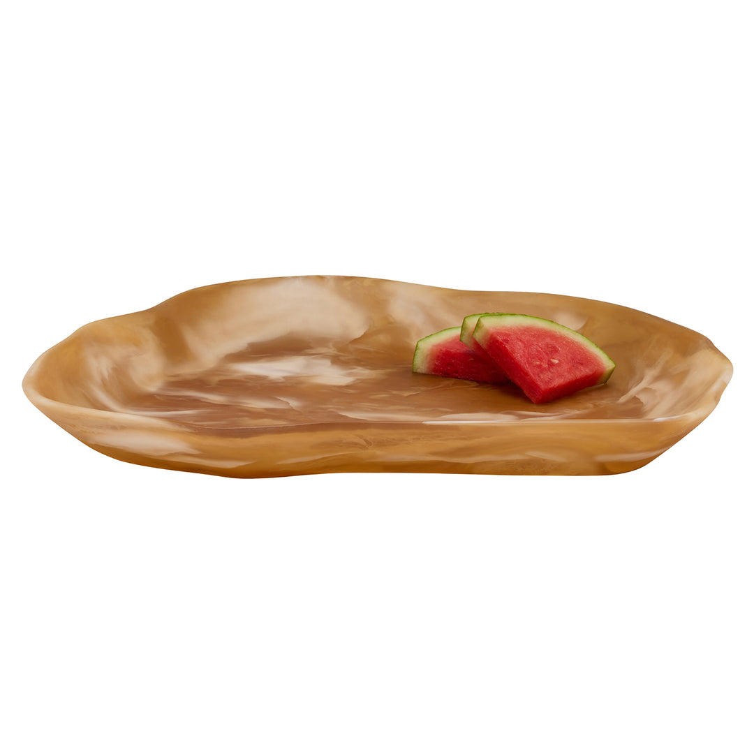 Beatrix Amber Swirled Extra Large Resin Serving Trays