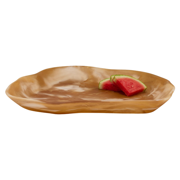 Beatrix Amber Swirled Extra Large Resin Serving Trays