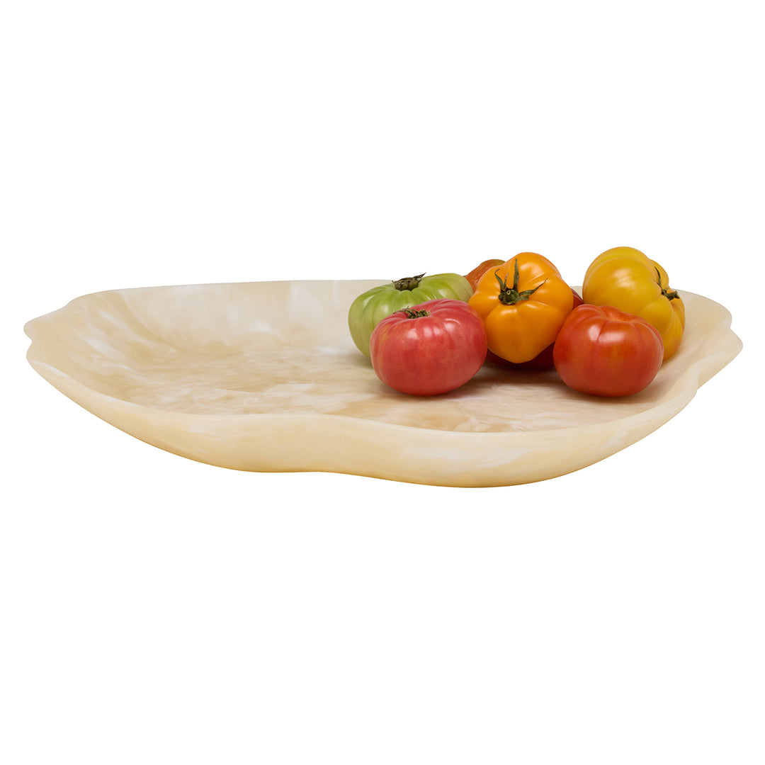 Beatrix Ivory Swirled Extra Large Resin Serving Trays