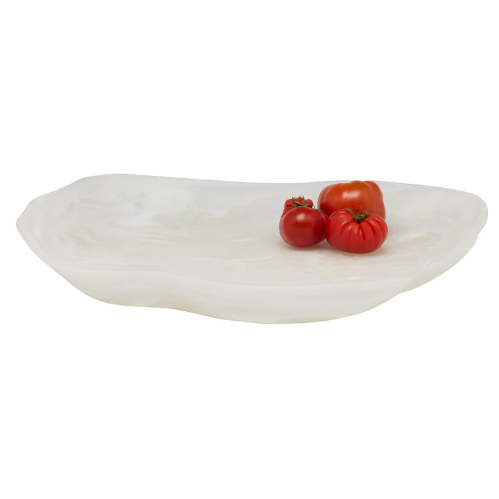 Beatrix White Swirled Extra Large Resin Serving Trays