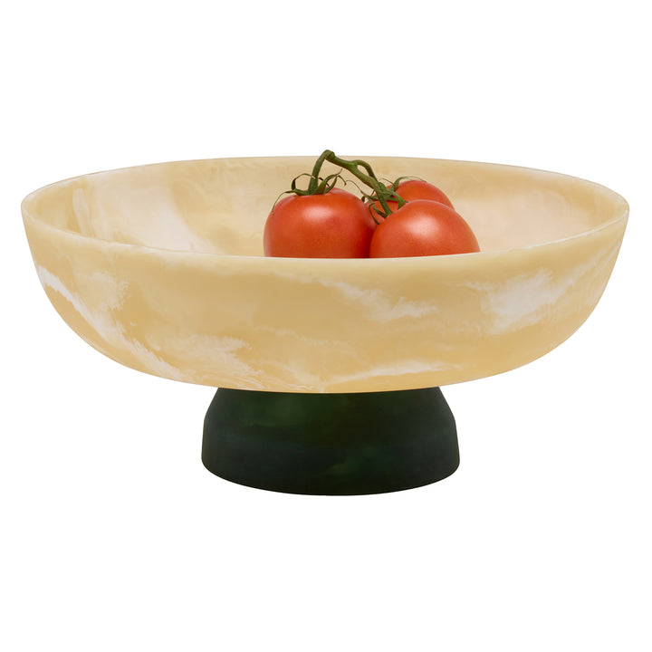 Benno Ivory/Hunter Green Swirled Fruit Bowl