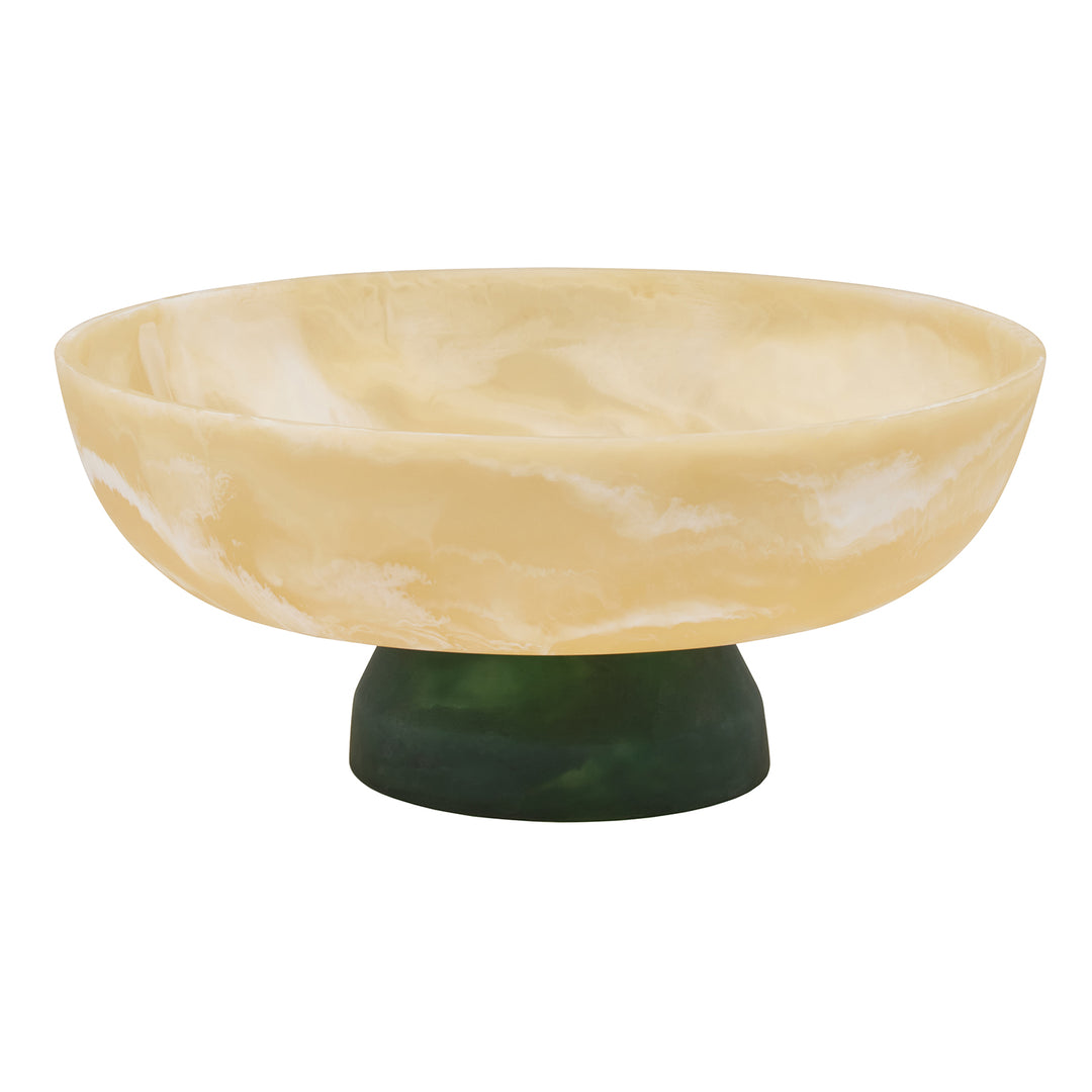 Benno Ivory/Hunter Green Swirled Fruit Bowl