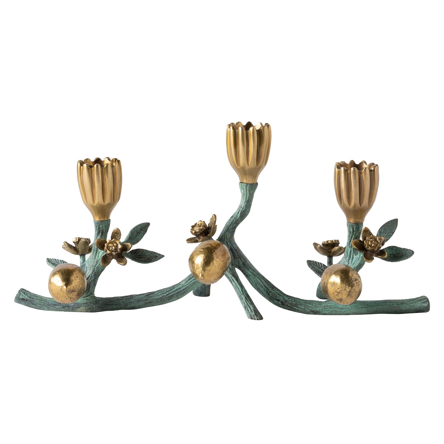 Bernadette Antique Gold Patina Candle Holder Set - Thumbnail 3