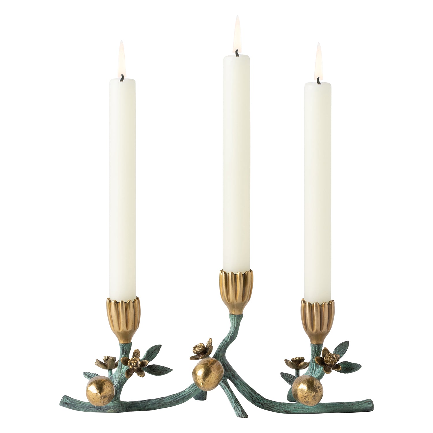 Bernadette Antique Gold Patina Candle Holder Set - Thumbnail 4