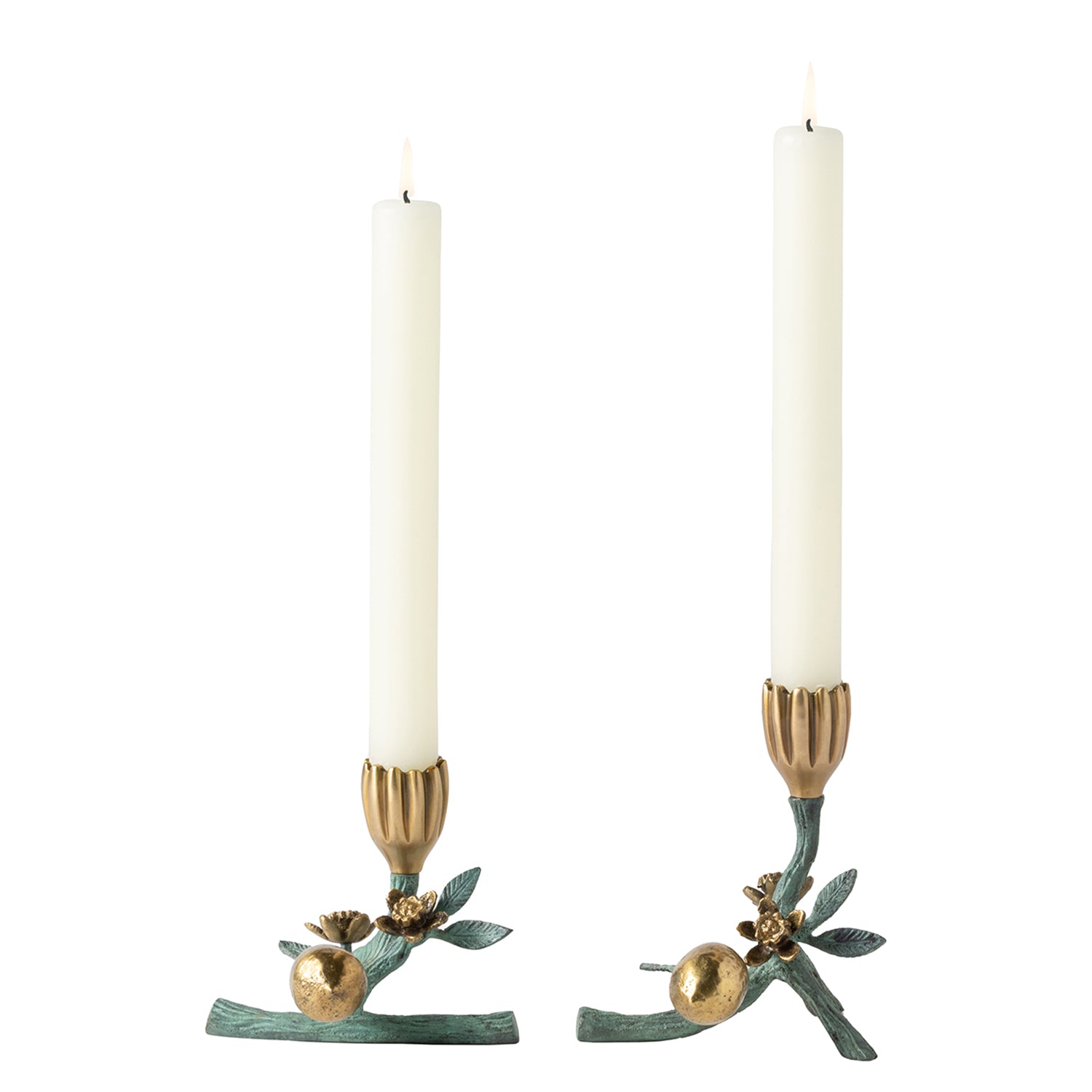 Bernadette Antique Gold Patina Candle Holder Set