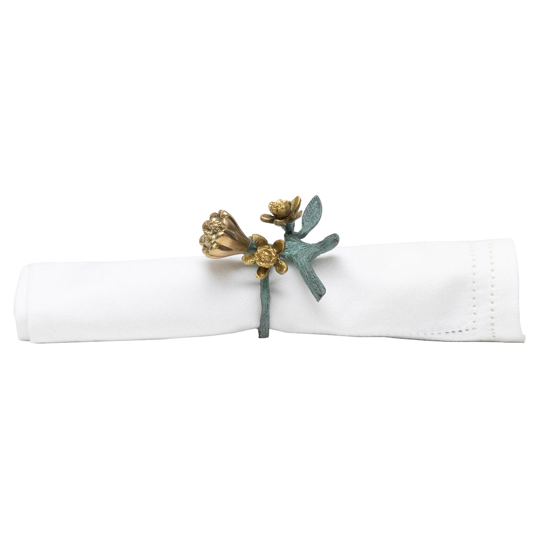 Bernadette Antique Gold Patina Napkin Ring Set/4