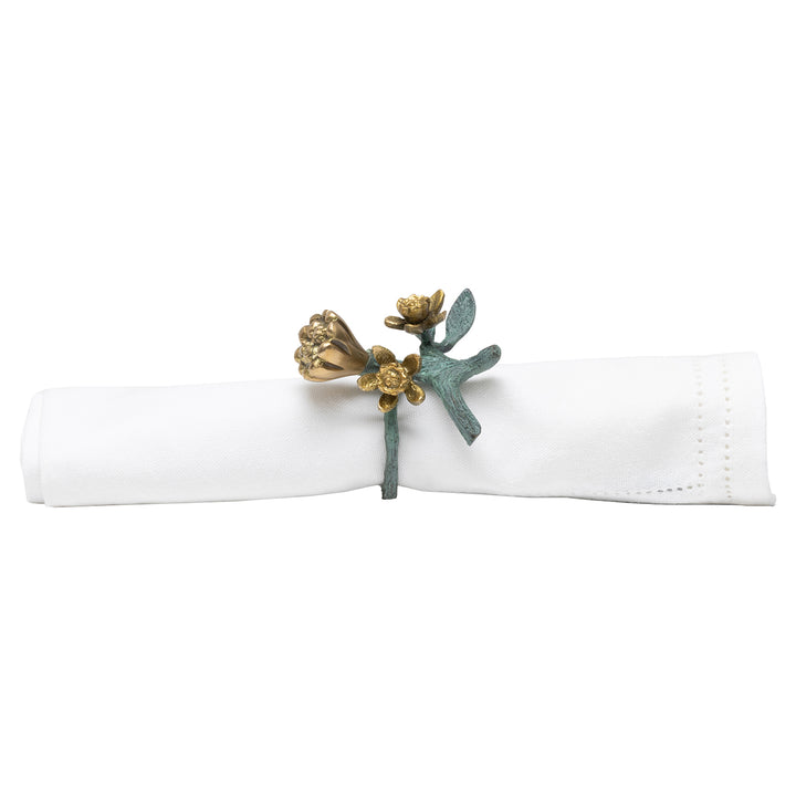 Bernadette Antique Gold Patina Napkin Ring Set/4