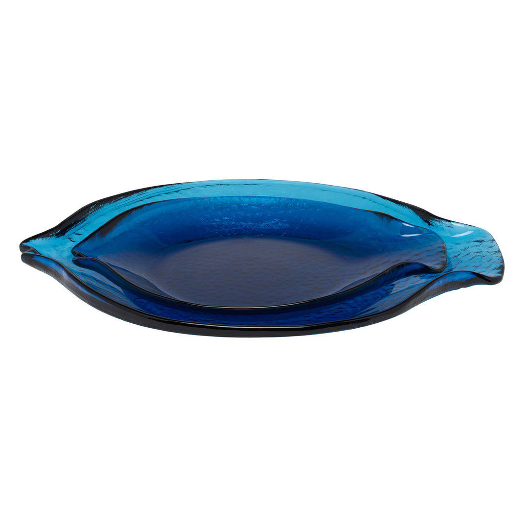 Blaire Dark Sapphire Glass Serving Platters Set/2