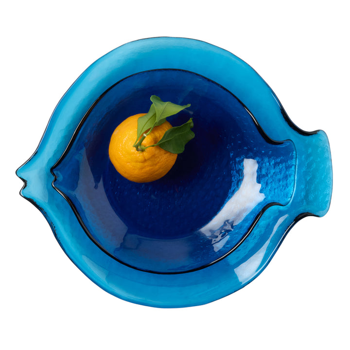 Blaire Dark Sapphire Glass Serving Platters Set/2