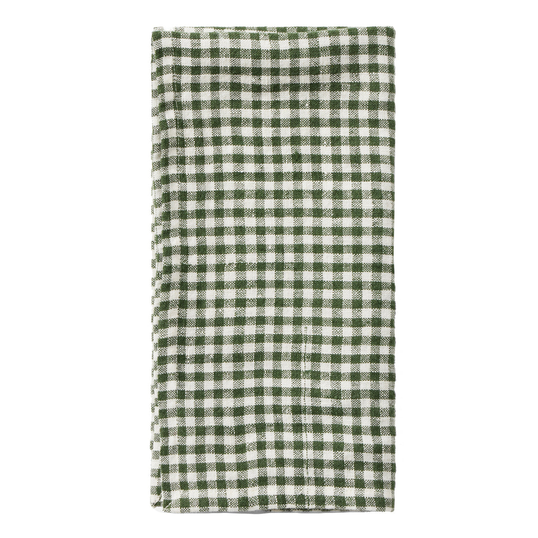 Blake Green/White Gingham Linen Napkin Set/4