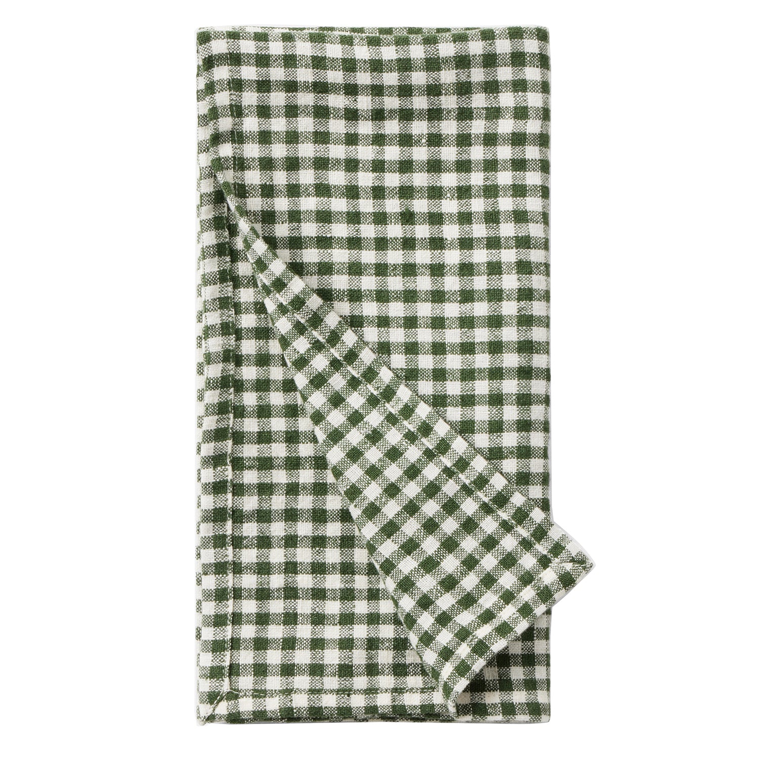 Blake Green/White Gingham Linen Napkin Set - Thumbnail 3