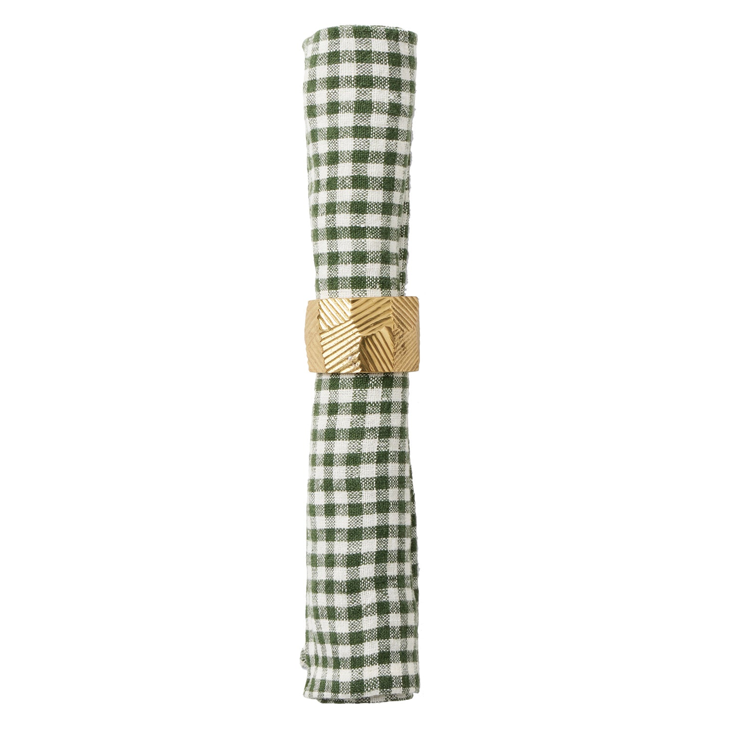 Blake Green/White Gingham Linen Napkin Set - Thumbnail 4