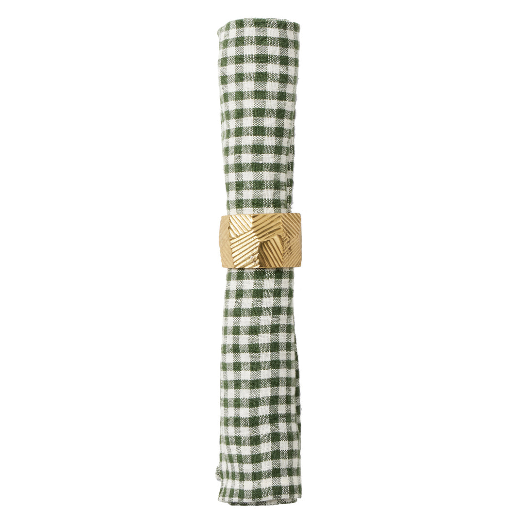 Blake Green/White Gingham Linen Napkin Set/4