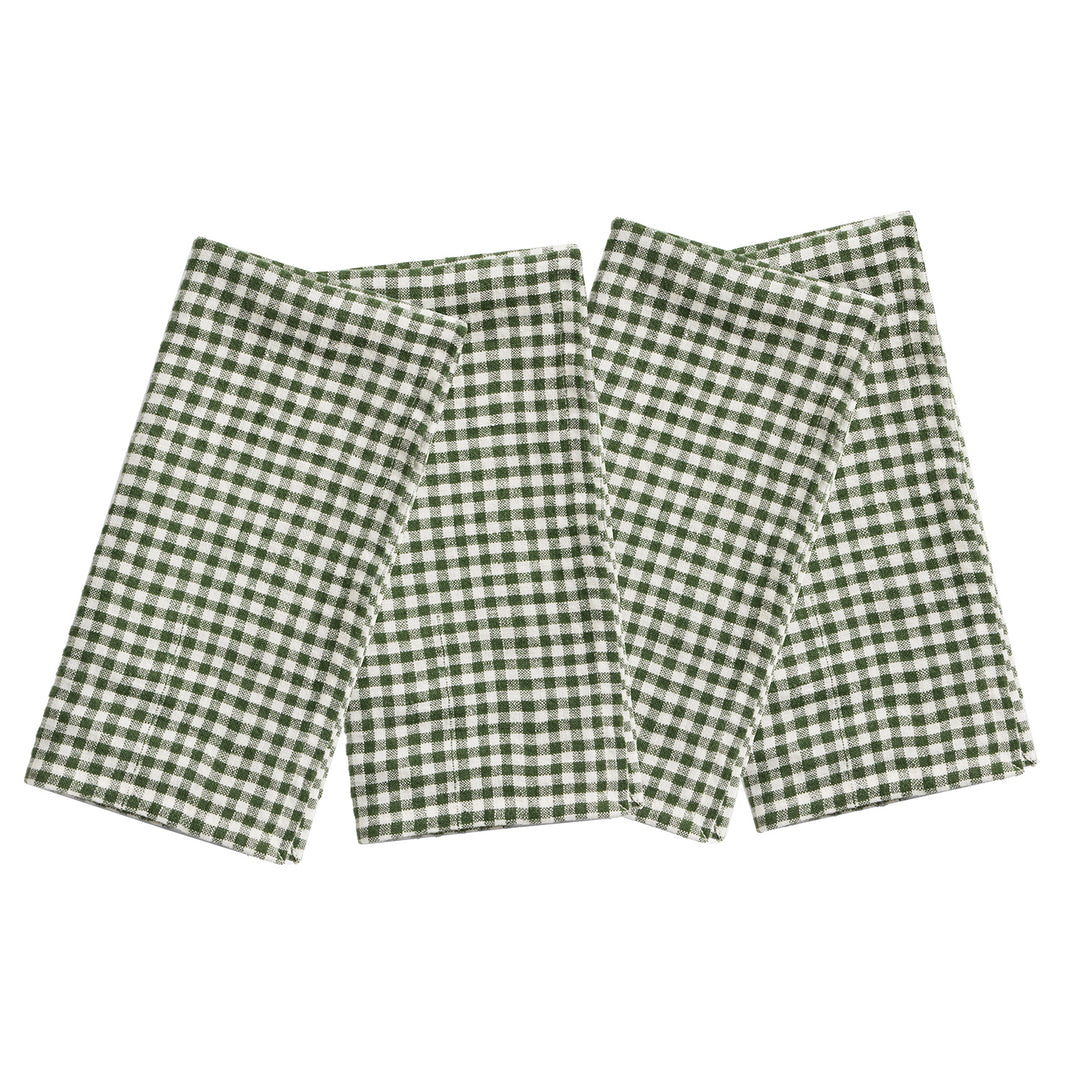 Blake Green/White Gingham Linen Napkin Set/4