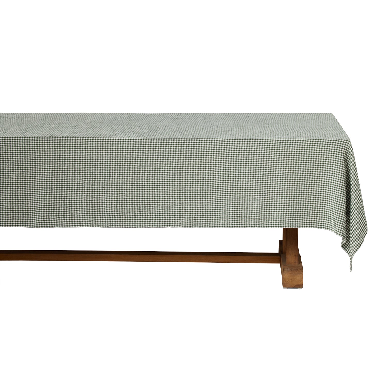 Blake Green/White Gingham Linen Tablecloth - Thumbnail 4