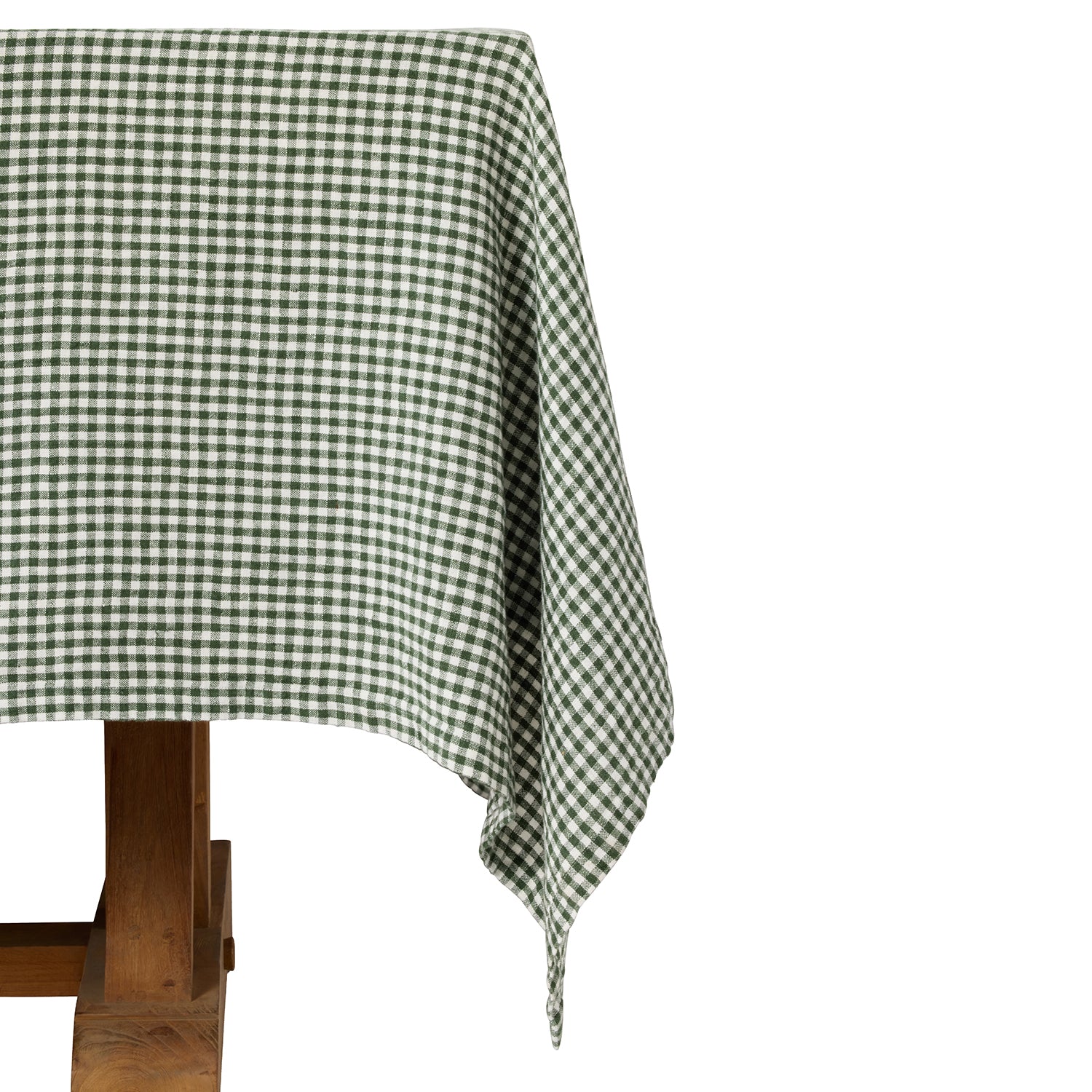 Blake Green/White Gingham Linen Tablecloth