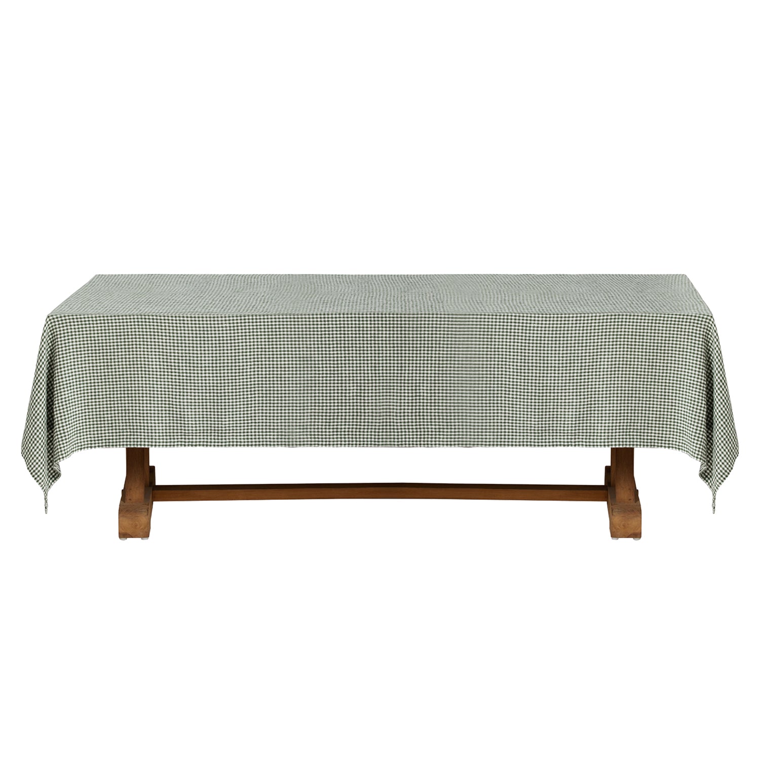 Blake Green/White Gingham Linen Tablecloth - Thumbnail 2