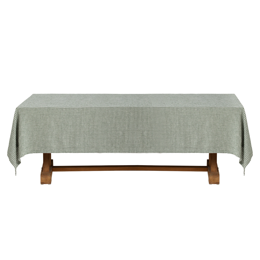 Blake Green/White Gingham Linen Tablecloth