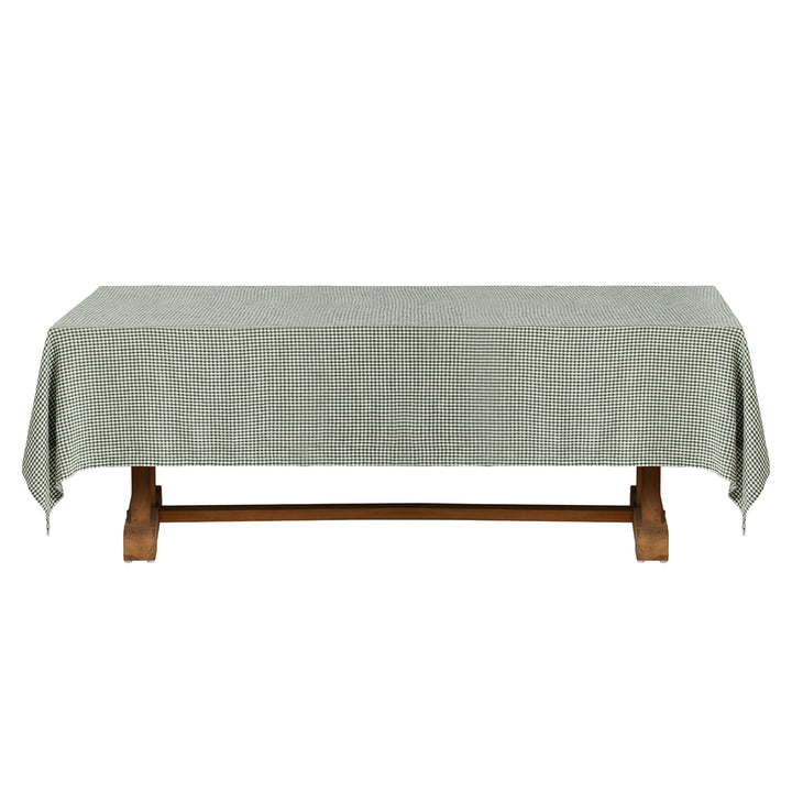 Blake Green/White Gingham Linen Tablecloth