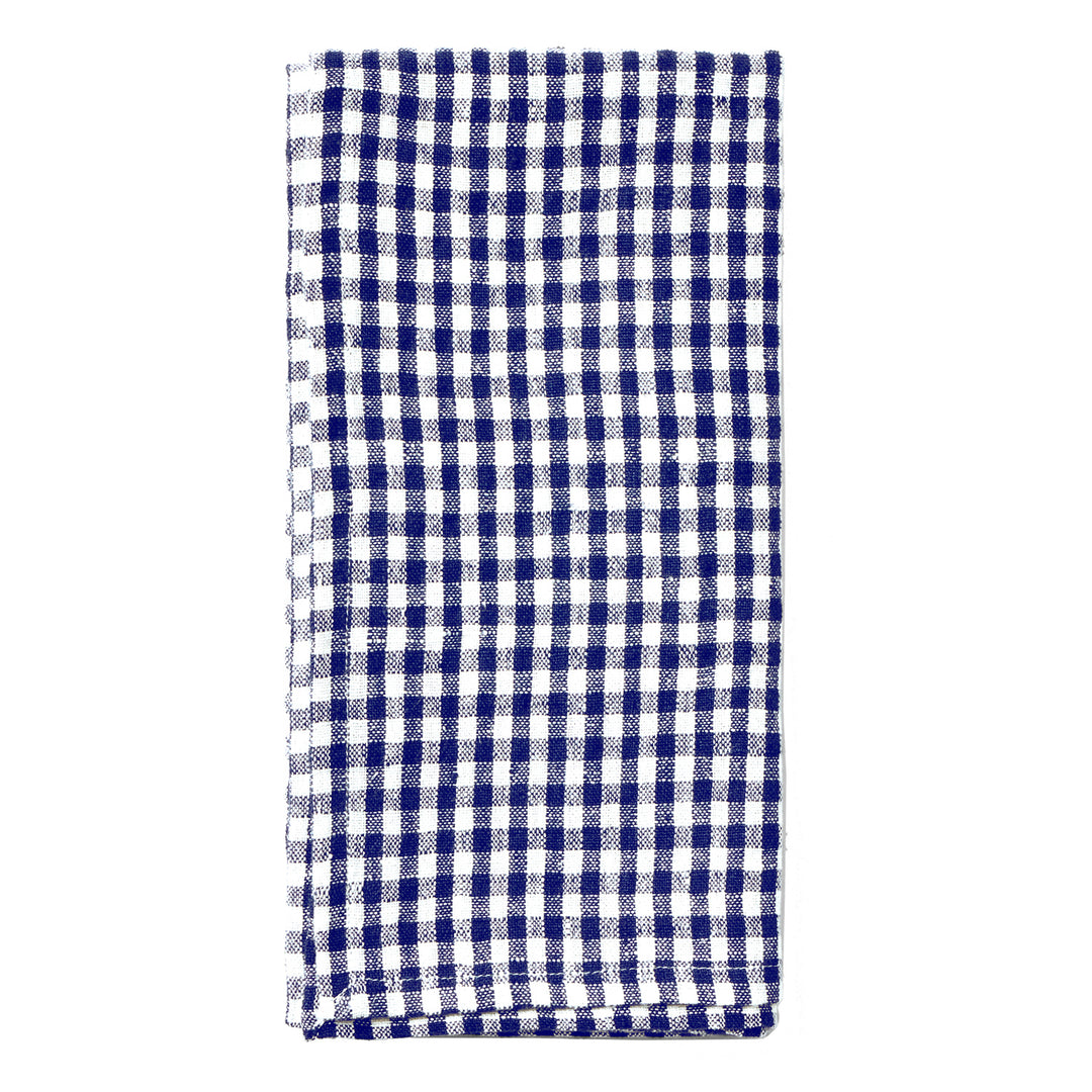 Blake Navy/White Gingham Linen Napkin Set/4