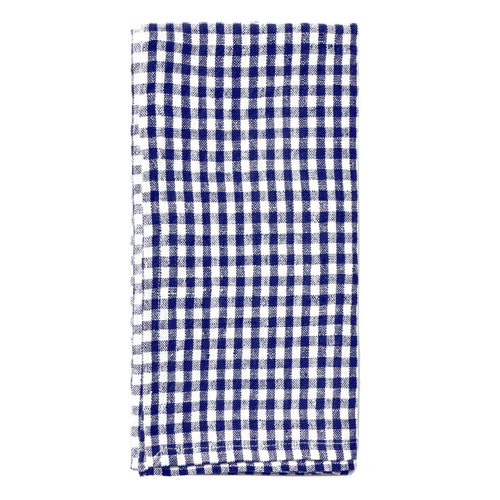 Blake Navy/White Gingham Linen Napkin Set/4