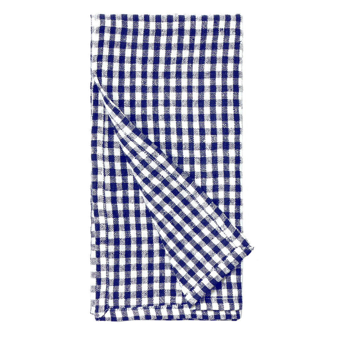 Blake Navy/White Gingham Linen Napkin Set/4