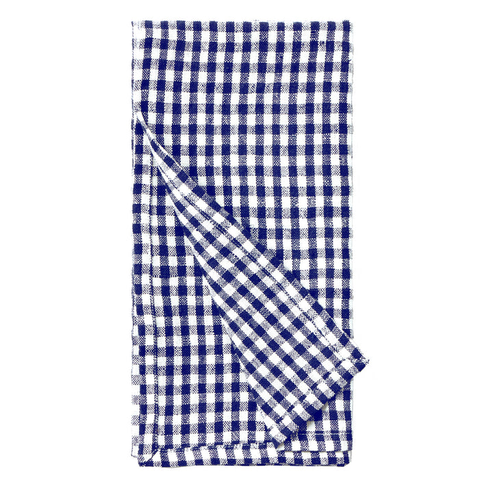 Blake Navy/White Gingham Linen Napkin Set/4