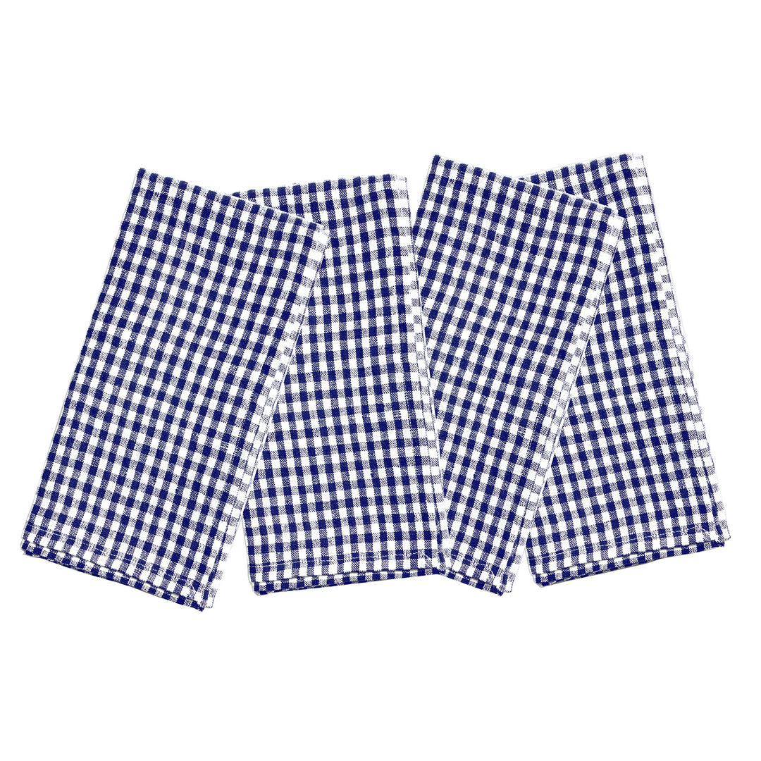 Blake Navy/White Gingham Linen Napkin Set/4