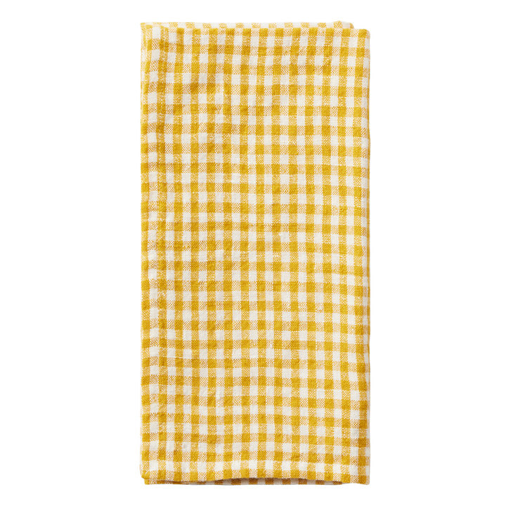 Blake Yellow/White Gingham Linen Napkin Set/4