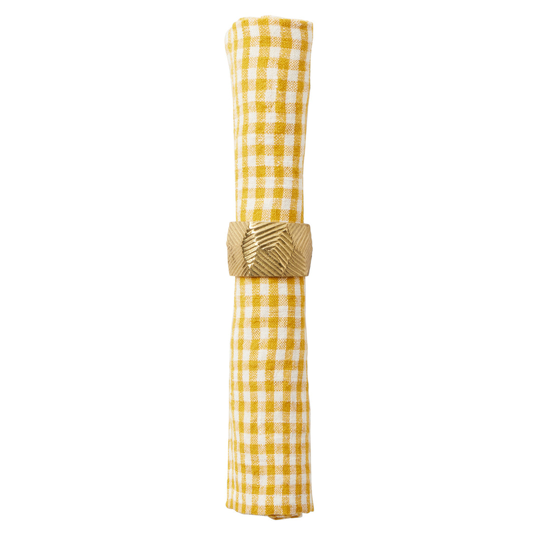 Blake Yellow/White Gingham Linen Napkin Set/4