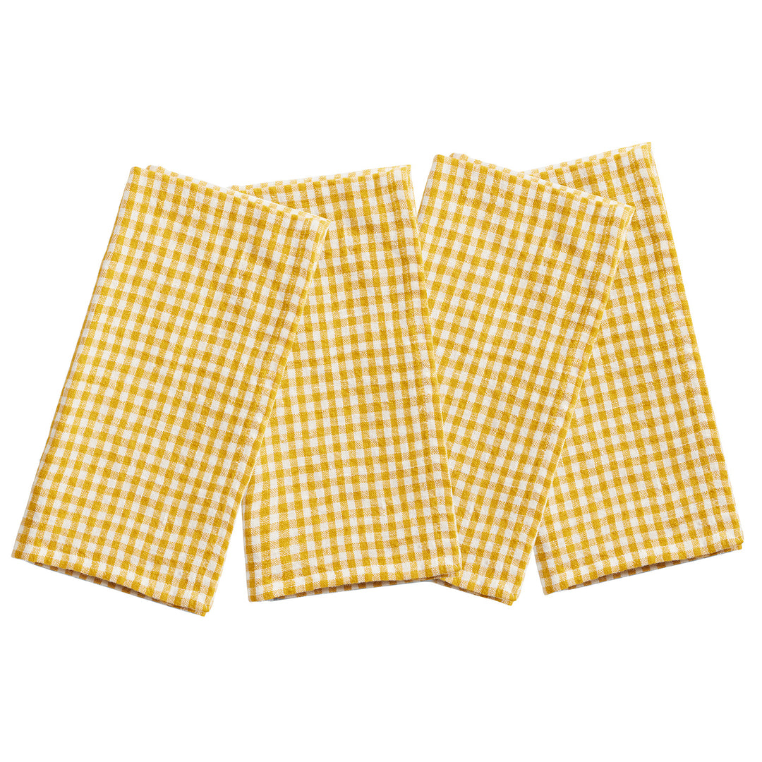 Blake Yellow/White Gingham Linen Napkin Set/4