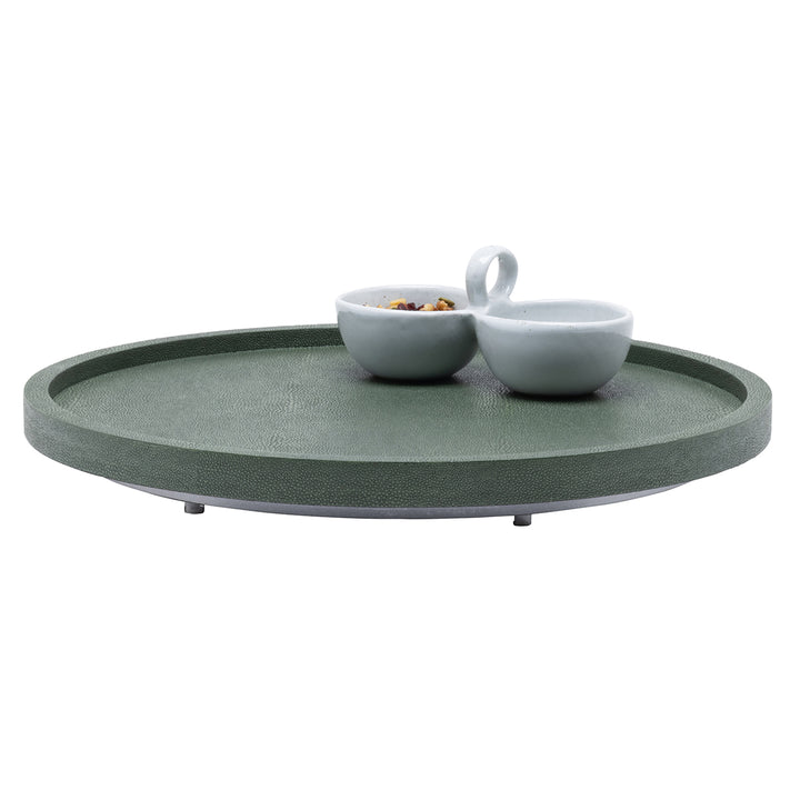 Calvin Realistic Faux Shagreen Lazy Susan 18"D (Juniper)
