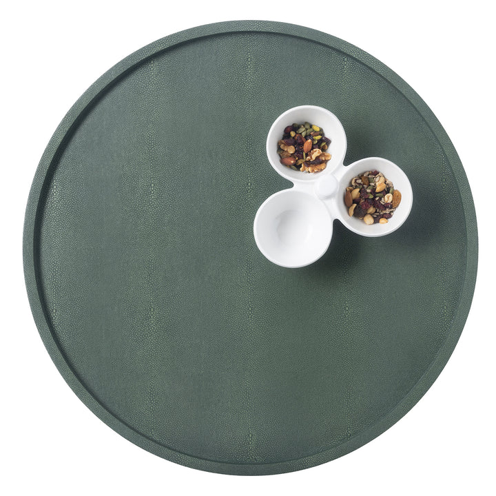 Calvin Realistic Faux Shagreen Lazy Susan 24"D (Juniper)