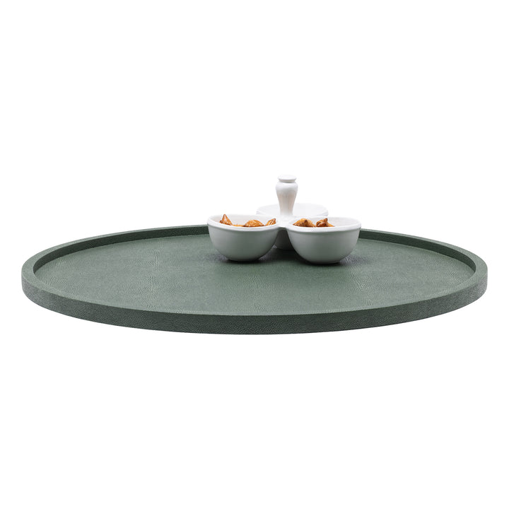 Calvin Realistic Faux Shagreen Lazy Susan 24"D (Juniper)