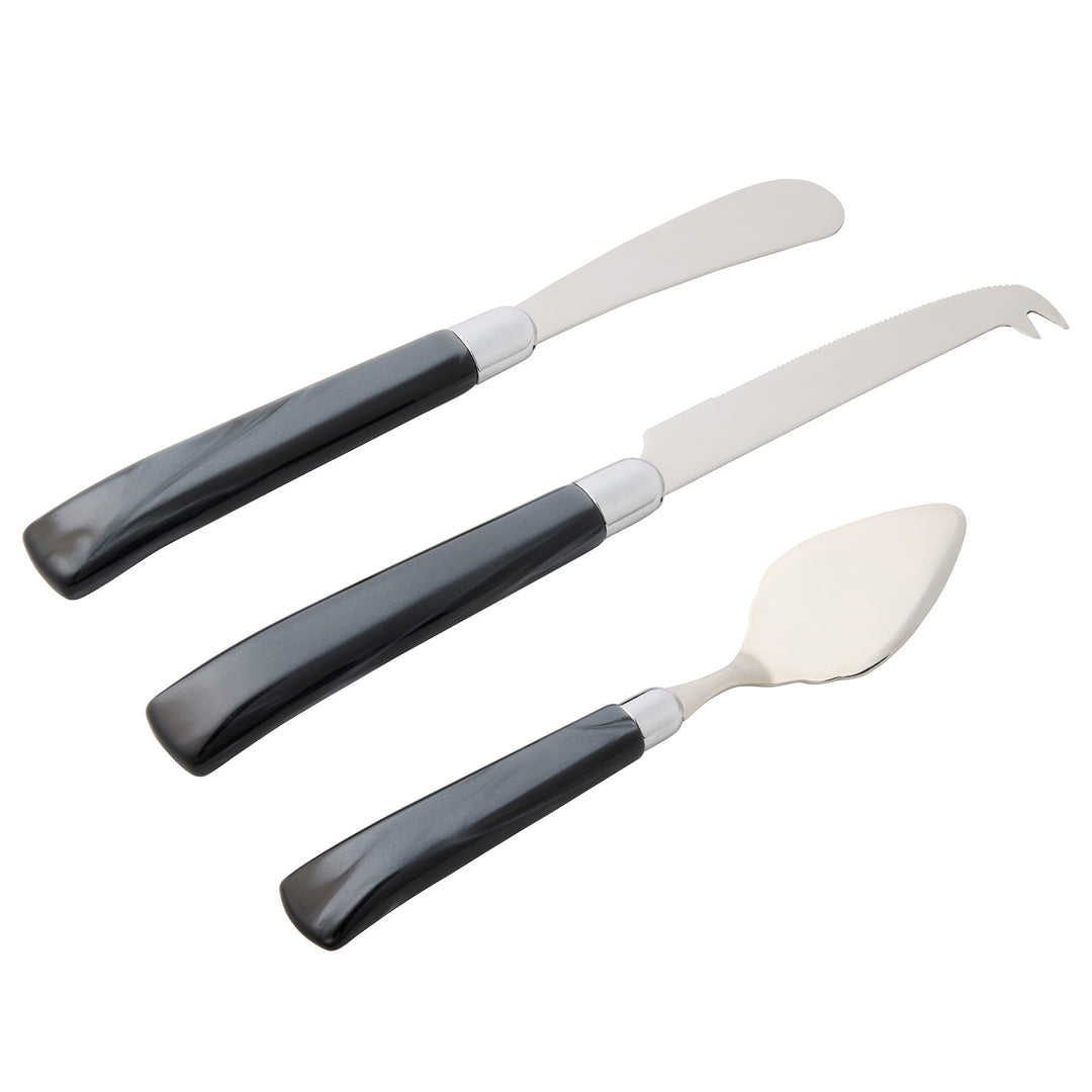 Colson Black/Polished Silver Cheese Knives Set