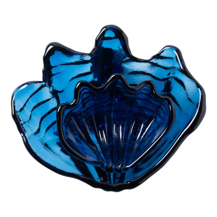 Coralie Dark Sapphire Glass Serving Bowls Set/2