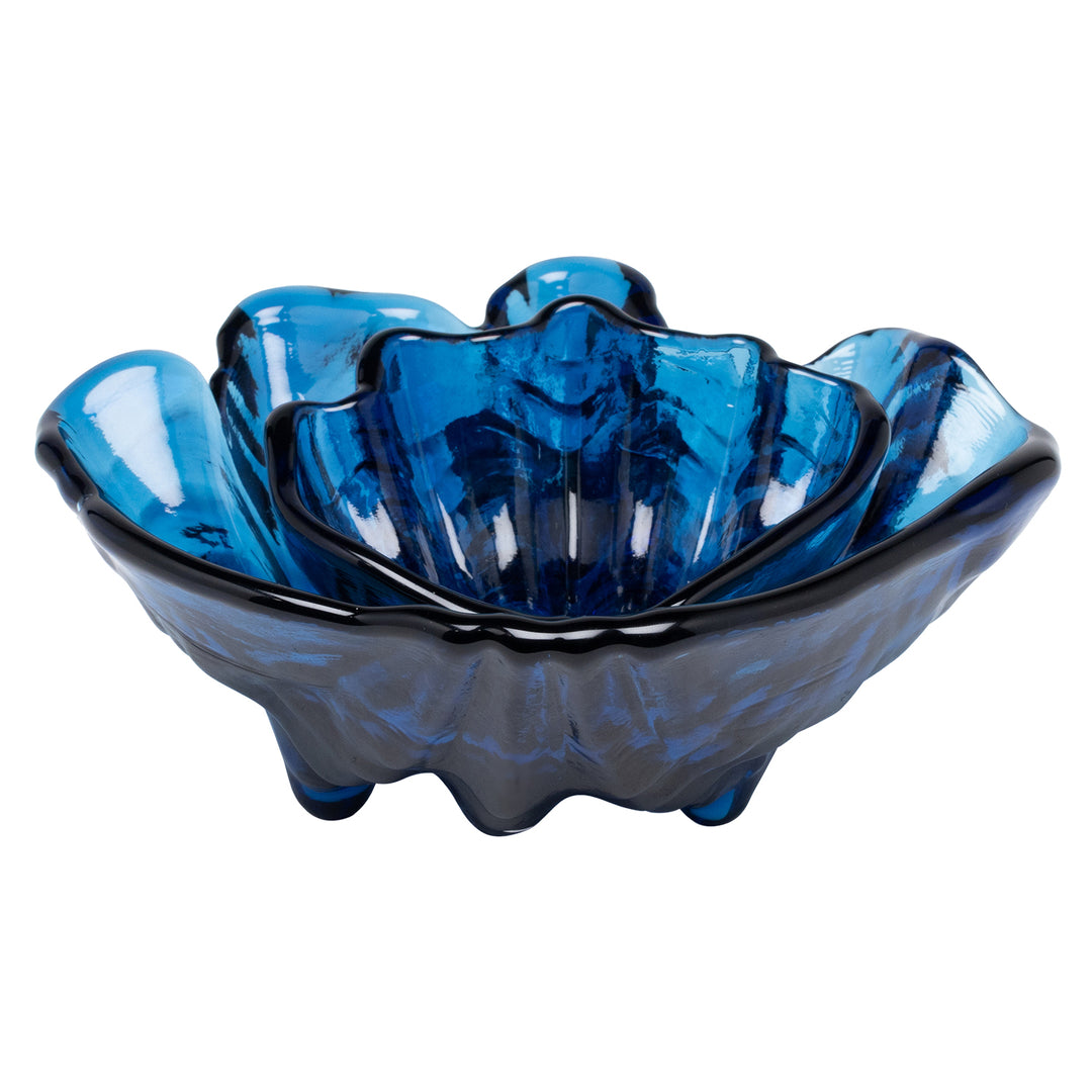 Coralie Dark Sapphire Glass Serving Bowls Set/2