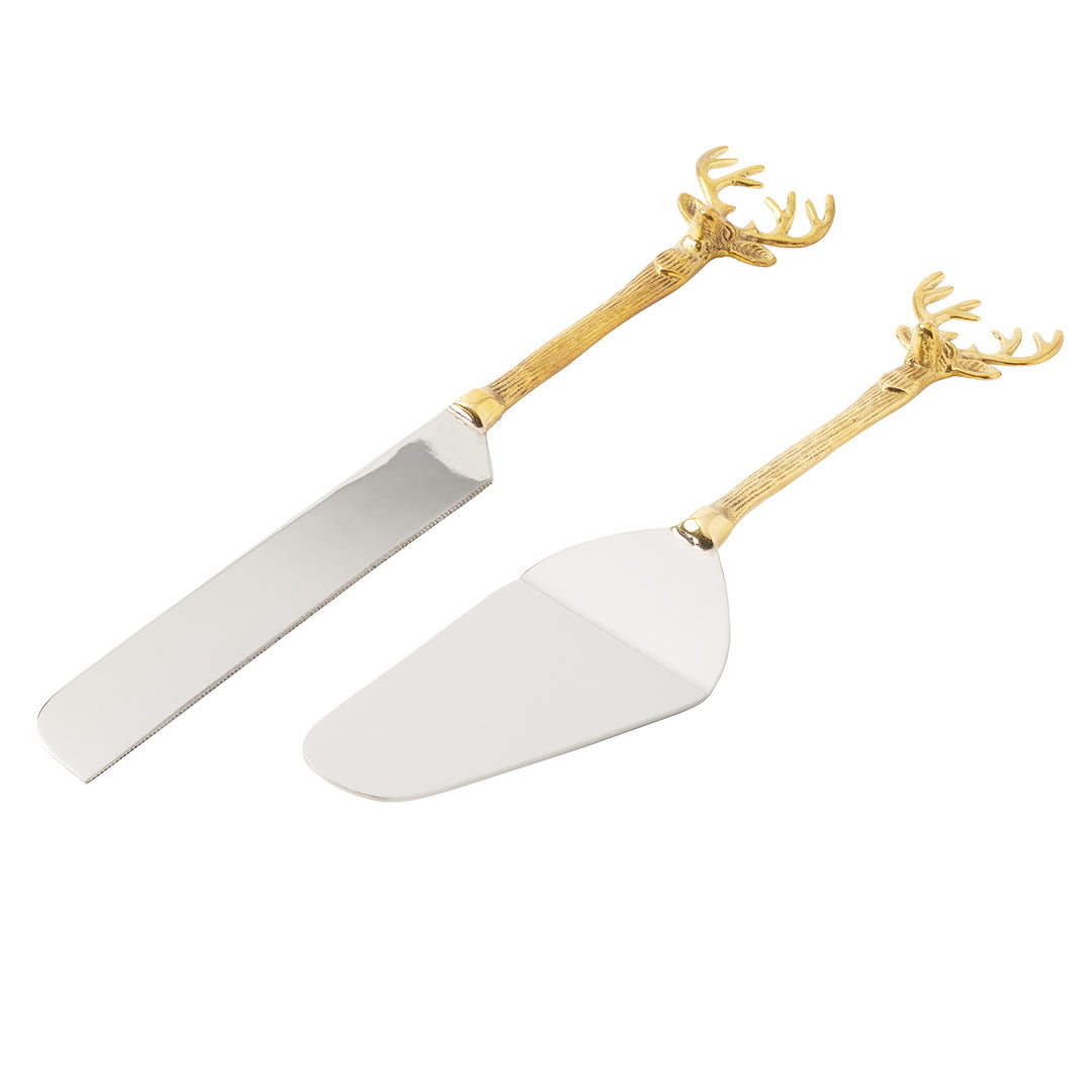 Dash Polished Silver/Gold Cake Serving Set of 2