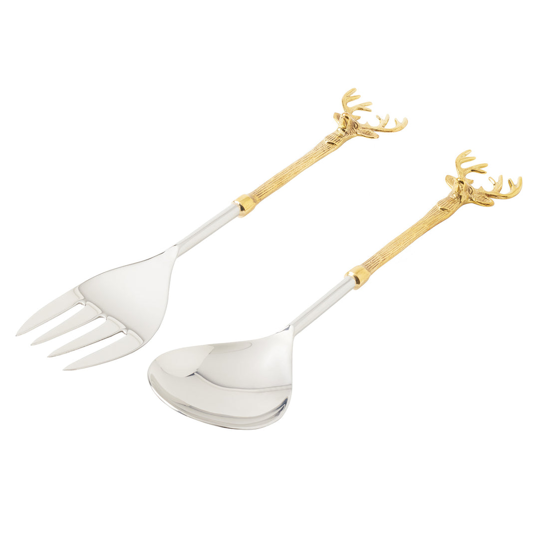 Dash Polished Silver/Gold Serving Set of 2