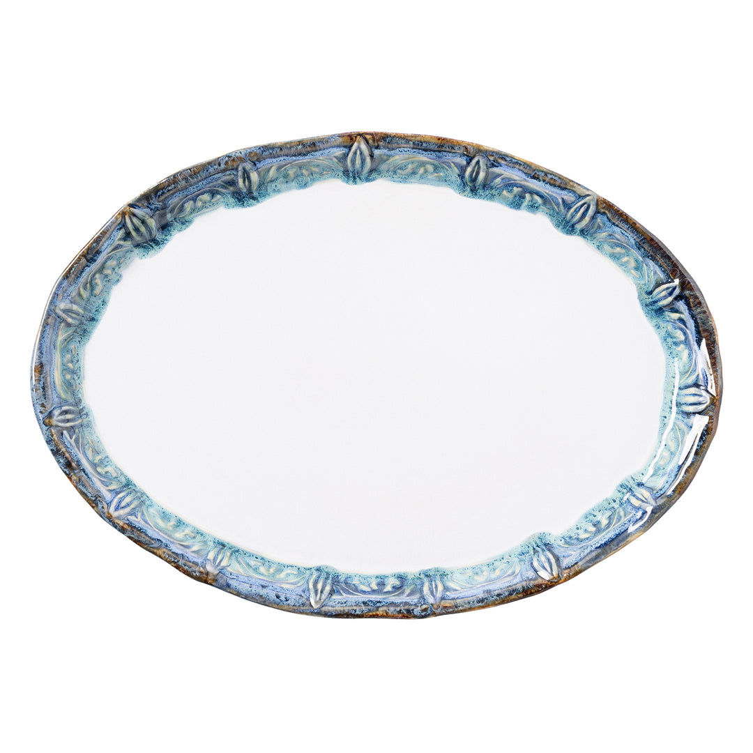 Delara Light Azure Stoneware Oval Serving Platter Set/2