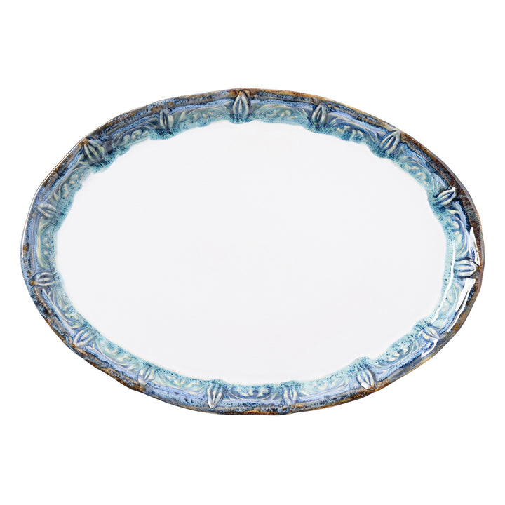 Delara Light Azure Stoneware Oval Serving Platter Set/2