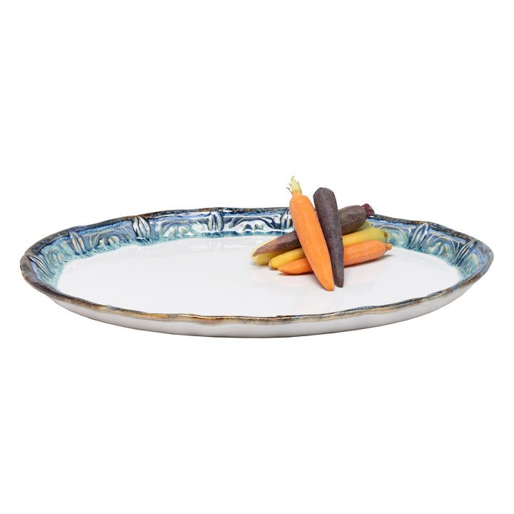 Delara Light Azure Stoneware Oval Serving Platter Set/2
