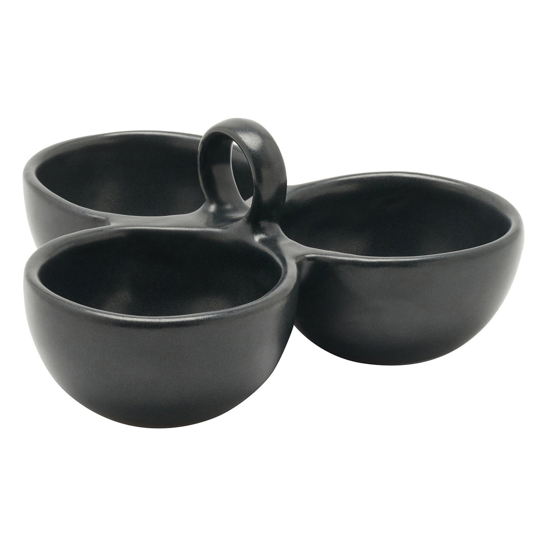 Desmond Black Glaze Triple Nut Dish